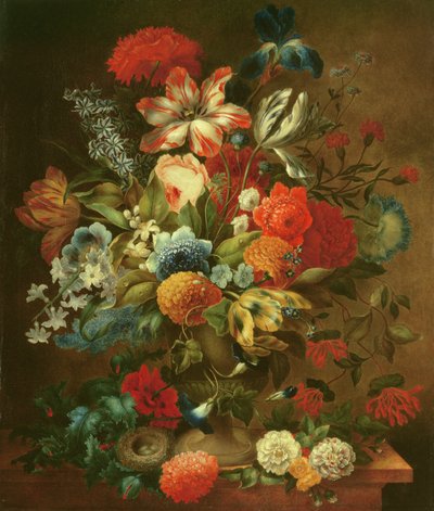 Blumenstillleben mit Vogelnest von Ottmar the Elder Elliger